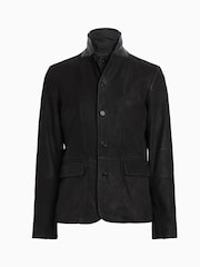 AllSaints Black Survey Leather Blazer - Image 9 of 9