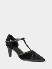 Joe Browns Black Glorious Glamour Velvet Shoes - Image 2 of 5
