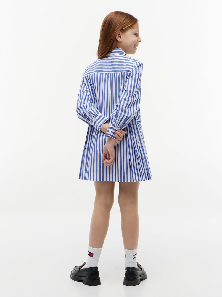 Tommy Hilfiger Blue Essential Pleated Shirt Dress - Image 2 of 5 Tommy Hilfiger Blue Essential Pleated Shirt Dress - Image 2 of 5