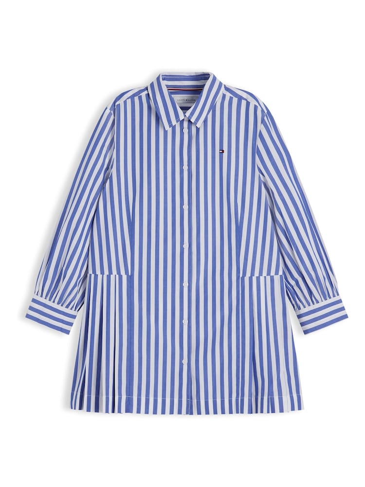 Tommy Hilfiger Blue Essential Pleated Shirt Dress - Image 5 of 5 Tommy Hilfiger Blue Essential Pleated Shirt Dress - Image 5 of 5