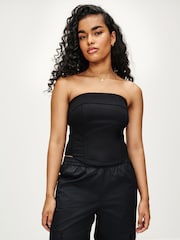 Black Zip Front Corset Top - Image 1 of 6