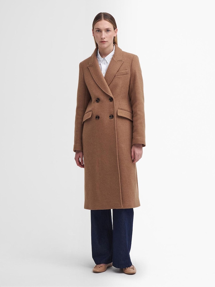 Barbour® Beige Marylin Tailored 100% Cotton Wool Blend Coat - Image 1 of 7