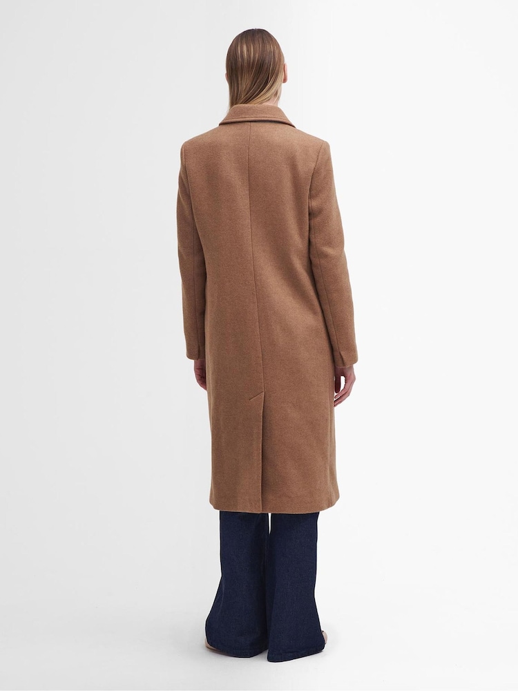 Barbour® Beige Marylin Tailored 100% Cotton Wool Blend Coat - Image 2 of 7