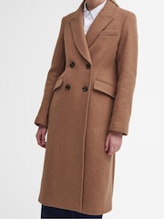 Barbour® Beige Marylin Tailored 100% Cotton Wool Blend Coat - Image 3 of 7