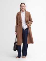 Barbour® Beige Marylin Tailored 100% Cotton Wool Blend Coat - Image 4 of 7