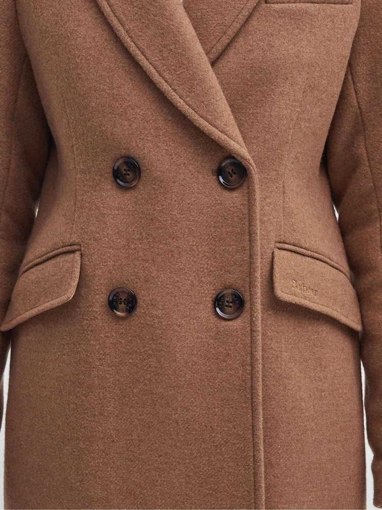 Barbour® Beige Marylin Tailored 100% Cotton Wool Blend Coat - Image 7 of 7