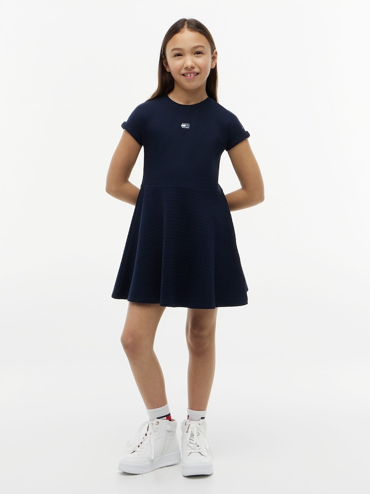 Tommy Hilfiger Navy Blue Tonal Flag Logo Skater Dress - Image 1 of 5