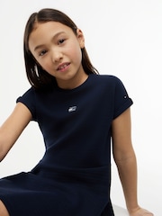 Tommy Hilfiger Navy Blue Tonal Flag Logo Skater Dress - Image 3 of 5