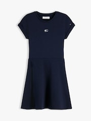 Tommy Hilfiger Navy Blue Tonal Flag Logo Skater Dress - Image 5 of 5