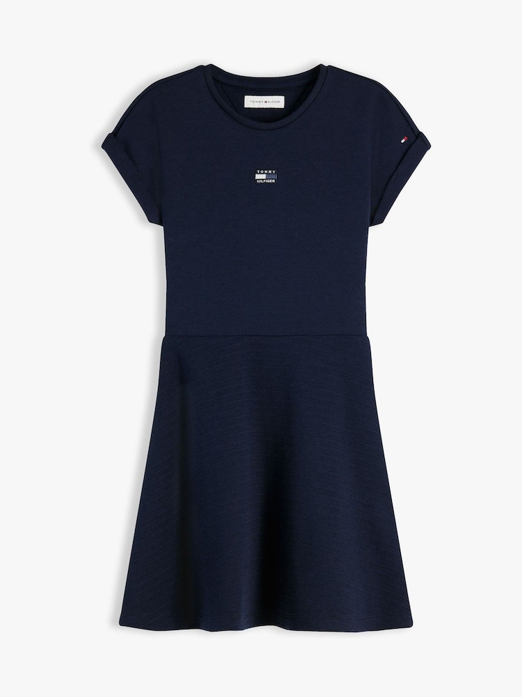 Tommy Hilfiger Navy Blue Tonal Flag Logo Skater Dress - Image 5 of 5