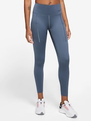 Nike Blue Go Firm-Support Mid-Rise 7/8 Leggings with Pockets - Image 1 of 4