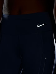 Nike Blue Go Firm-Support Mid-Rise 7/8 Leggings with Pockets - Image 4 of 4