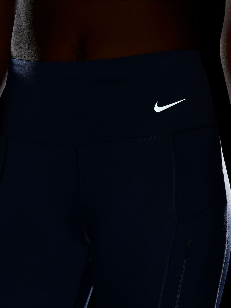 Nike Blue Go Firm-Support Mid-Rise 7/8 Leggings with Pockets - Image 4 of 4