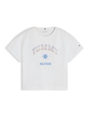 Tommy Hilfiger White Rhinestone Logo Relaxed T-Shirt - Image 5 of 5