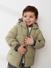 Light Khaki Borg Teddy Lined Padded Coat (3mths-7yrs) - Image 1 of 9
