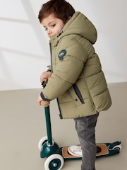 Light Khaki Borg Teddy Lined Padded Coat (3mths-7yrs) - Image 4 of 9