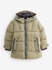 Light Khaki Borg Teddy Lined Padded Coat (3mths-7yrs) - Image 6 of 9