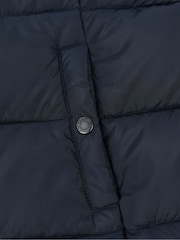 Barbour® Navy 100% Cotton Midhurst Baffle Quilt Faux Fur Trim Hood Coat - Image 11 of 11