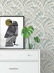 A Street Grey/Green Floral Wallpaper - Image 1 of 3