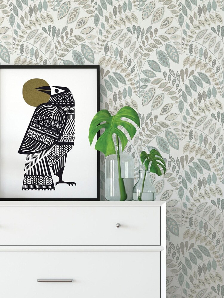 A Street Grey/Green Floral Wallpaper - Image 1 of 3