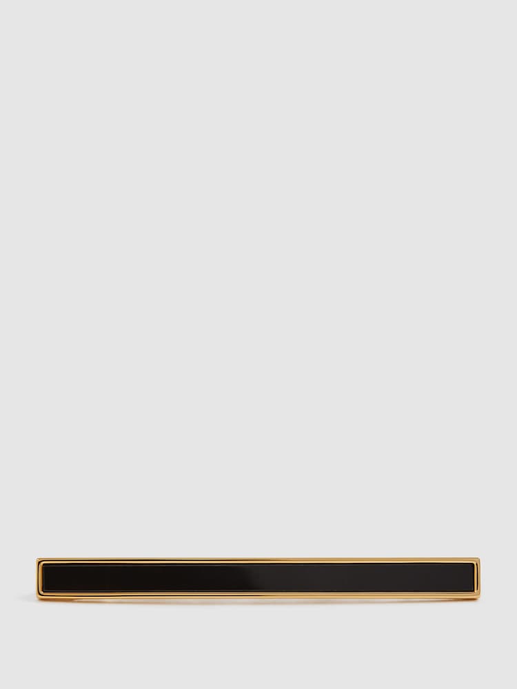 Reiss Gold Ardley Stone Insert Tie Bar - Image 1 of 5