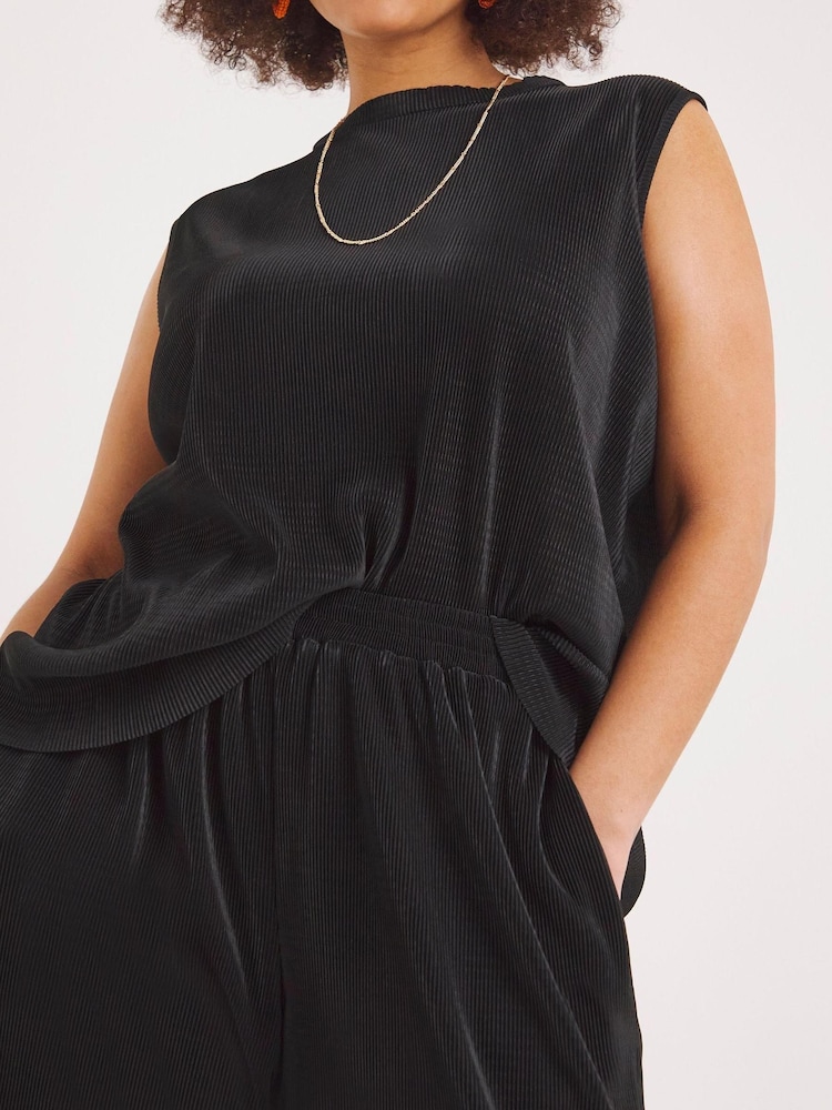 Simply Be Black Plissé Culottes - Image 5 of 5 Simply Be Black Plissé Culottes - Image 5 of 5