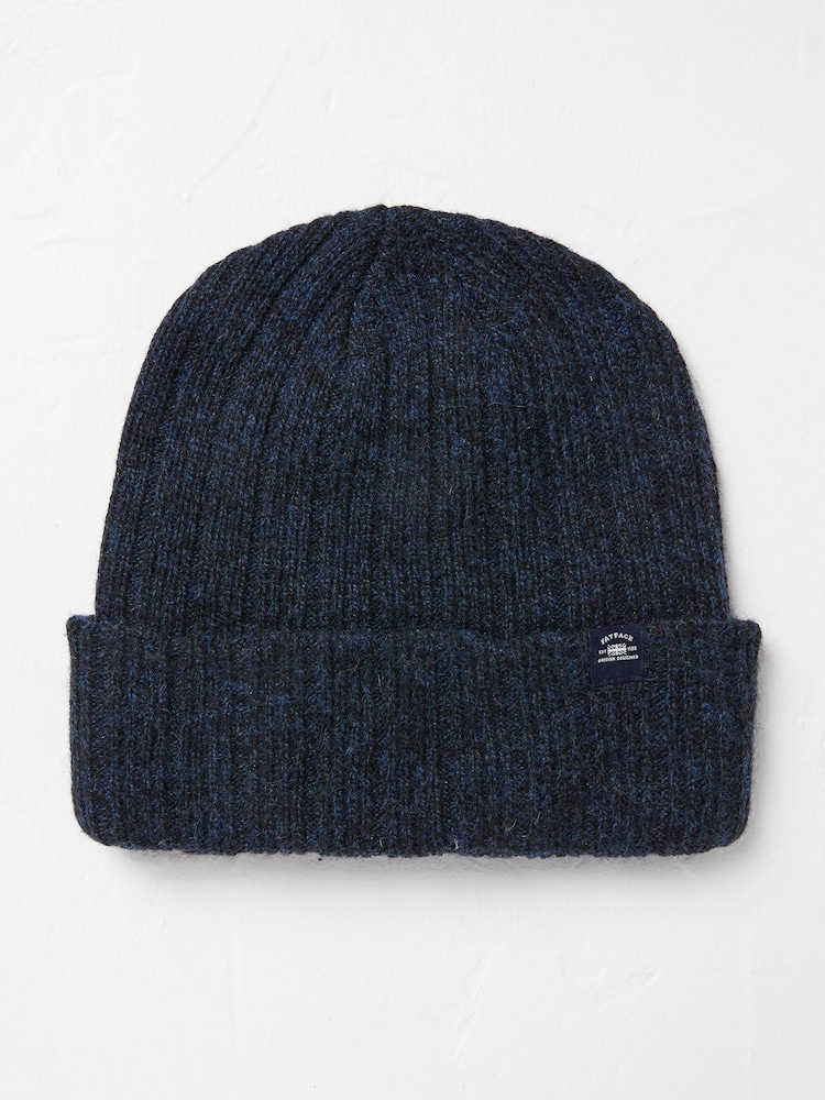 FatFace Blue Sebastian Rib Beanie - Image 1 of 2