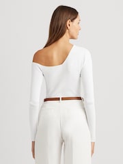 Lauren Ralph Lauren Baroucha One Shoulder Ribbed Jumper - Image 3 of 9