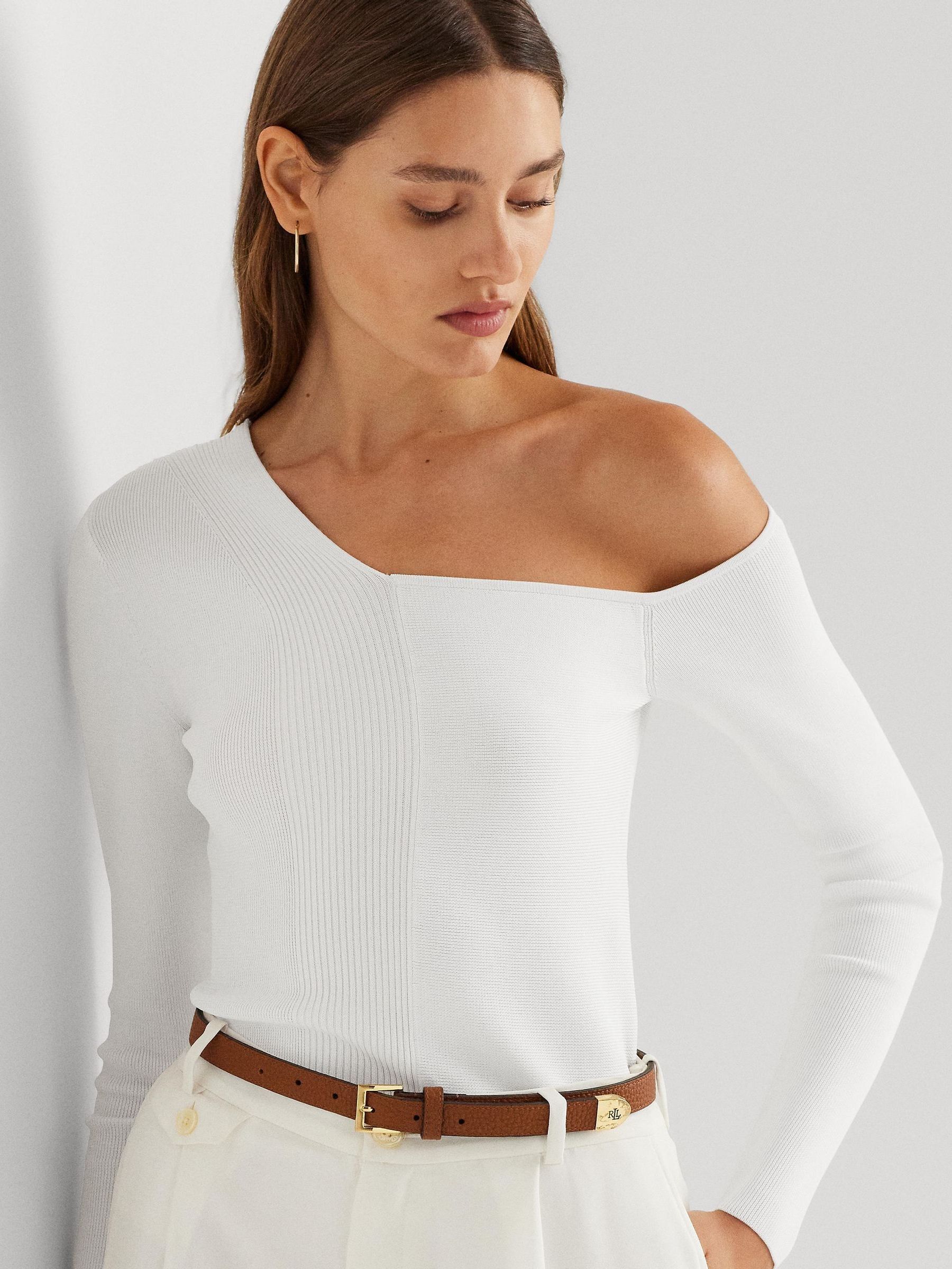 Buy Lauren Ralph Lauren Baroucha One Shoulder Ribbed Jumper