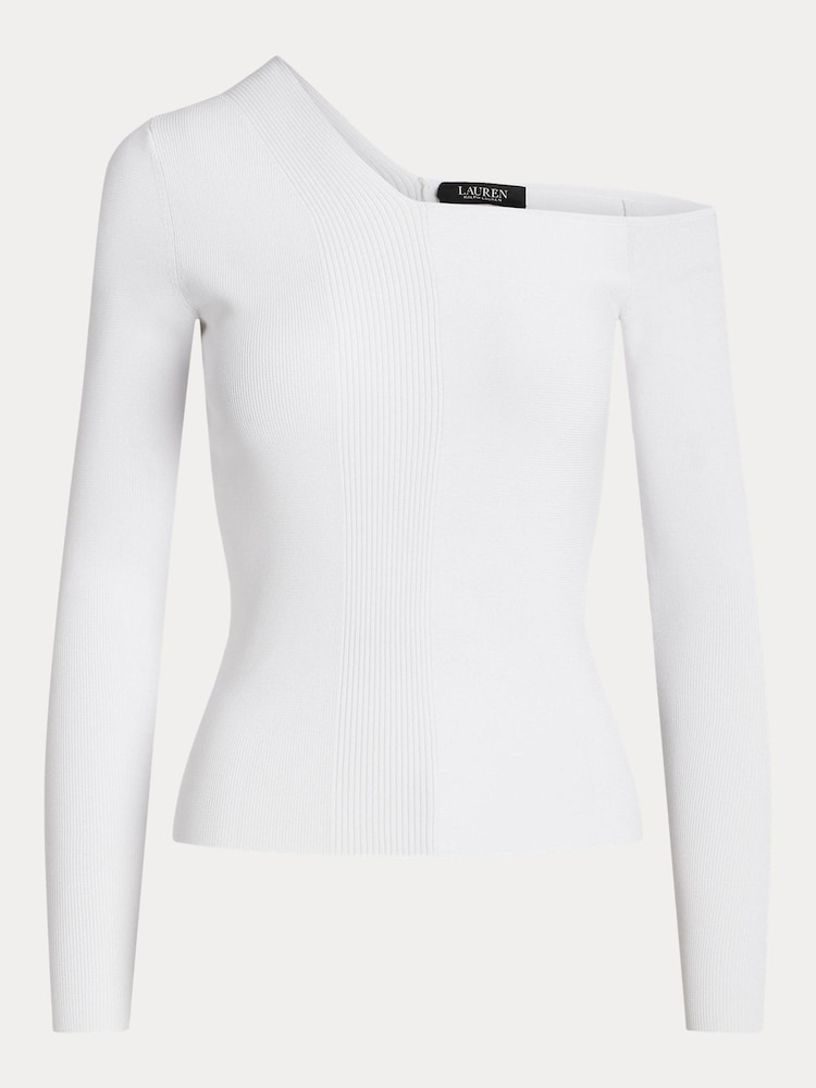 Lauren Ralph Lauren Baroucha One Shoulder Ribbed Jumper - Image 9 of 9