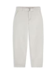 Tommy Hilfiger White Essential Barrel Leg Belted Twill Trousers - Image 5 of 5
