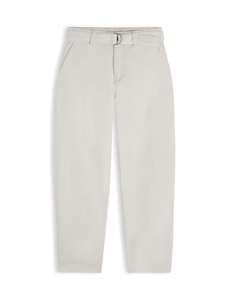 Tommy Hilfiger White Essential Barrel Leg Belted Twill Trousers - Image 5 of 5 Tommy Hilfiger White Essential Barrel Leg Belted Twill Trousers - Image 5 of 5