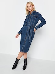 PixieGirl Petite Blue Belted Dress - Image 1 of 4