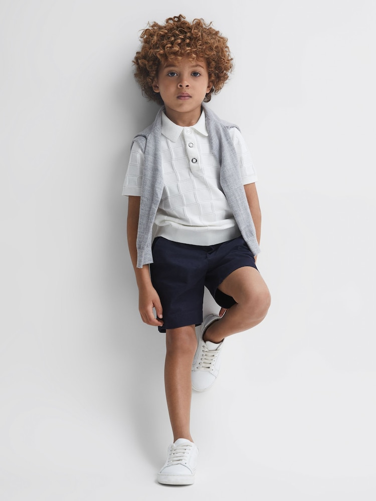 Reiss White Blaze Senior Cotton Press-Stud Polo T-Shirt - Image 1 of 7