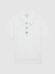 Reiss White Blaze Senior Cotton Press-Stud Polo T-Shirt - Image 2 of 7