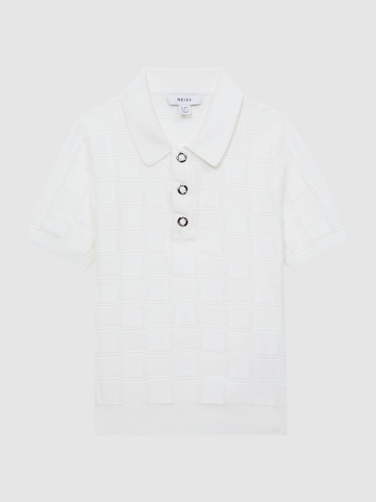 Reiss White Blaze Senior Cotton Press-Stud Polo T-Shirt - Image 2 of 7