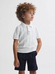 Reiss White Blaze Senior Cotton Press-Stud Polo T-Shirt - Image 3 of 7