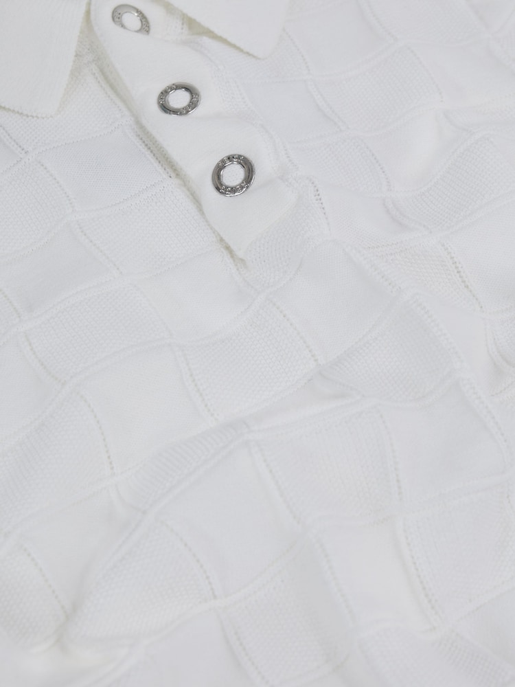 Reiss White Blaze Senior Cotton Press-Stud Polo T-Shirt - Image 7 of 7