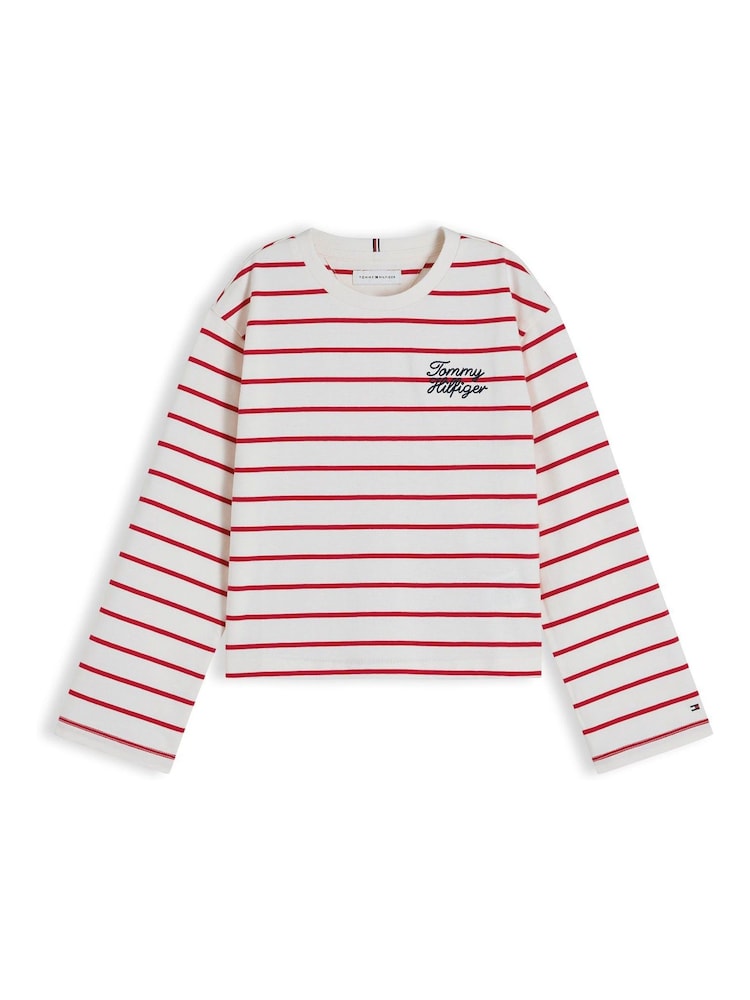 Tommy Hilfiger Red Rope Logo Relaxed Long Sleeve T-Shirt - Image 5 of 5