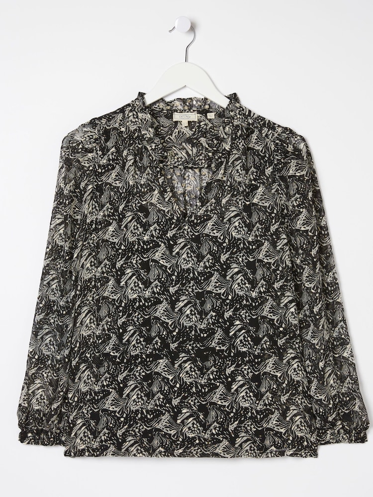 FatFace Black Charlie Abstract Butterfly Blouse - Image 6 of 6