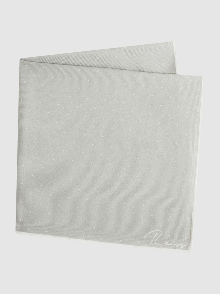 Reiss Silver Liam Polka Dot Silk Pocket Square - Image 3 of 5