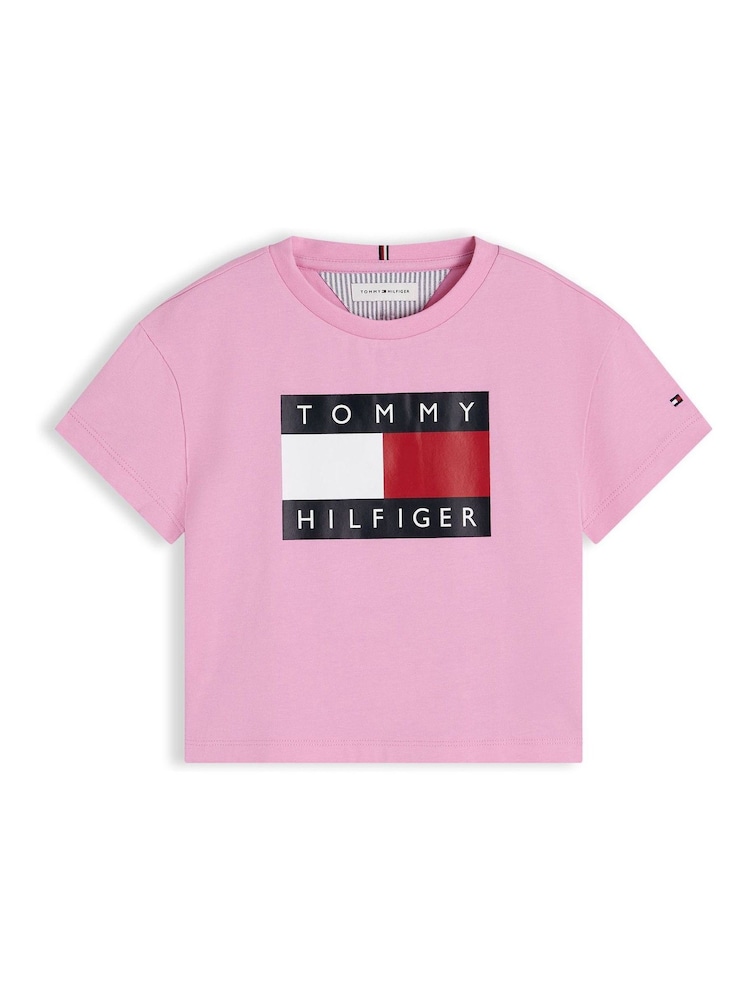 Tommy Hilfiger Pink Heritage Flag Logo Relaxed T-Shirt - Image 5 of 5
