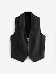 Black Denim Zip Waistcoat Top - Image 5 of 6