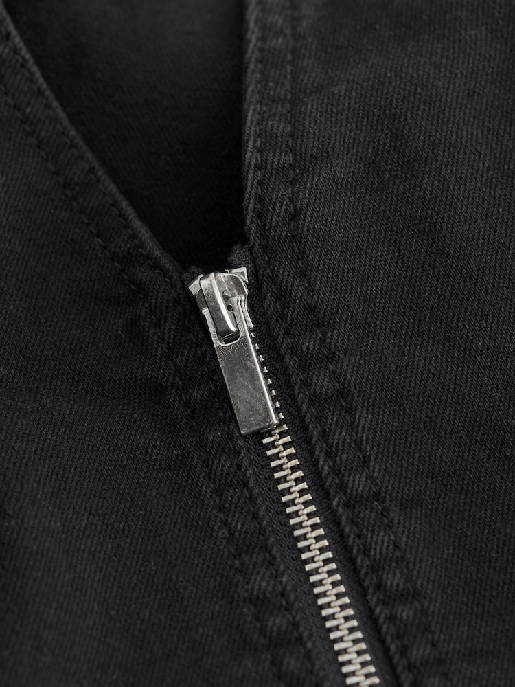 Black Denim Zip Waistcoat Top - Image 6 of 6