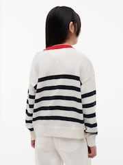 Tommy Hilfiger White Gold-Tone Button Relaxed Jumper - Image 3 of 5