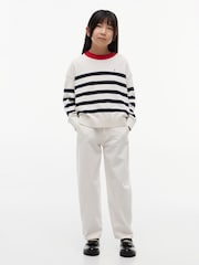 Tommy Hilfiger White Gold-Tone Button Relaxed Jumper - Image 4 of 5