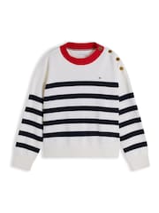 Tommy Hilfiger White Gold-Tone Button Relaxed Jumper - Image 5 of 5