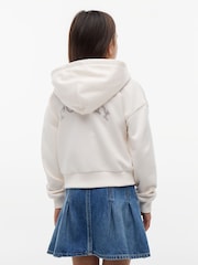 Tommy Hilfiger White Rhinestone Flag Relaxed Zip-Thru Hoodie - Image 3 of 5