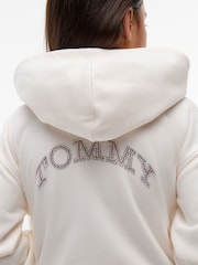 Tommy Hilfiger White Rhinestone Flag Relaxed Zip-Thru Hoodie - Image 4 of 5