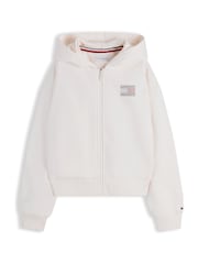 Tommy Hilfiger White Rhinestone Flag Relaxed Zip-Thru Hoodie - Image 5 of 5